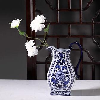 Blue And White Ceramic Vase Handle Porcelain Vase Home Decorative Antique Flower Vase | Rusticozy AU
