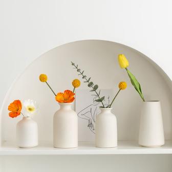 Minimalist Decorative Vase Modern Unique White Ceramic Flower Vases For Home Decor | Rusticozy