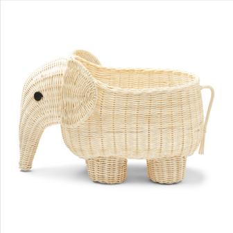 Cute Elephant Hand Woven Wicker Rattan Kids Animal Cartoon Basket Storage Basket For Kids | Rusticozy CA