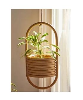 Eco Friendly Hand Woven Natural Hanging Planter Rattan Planter Hanging For Balcony Living Room | Rusticozy UK