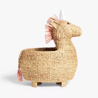 Unicorn Storage Basket Handmade Water Hyacinth Laundry Basket Wicker Animal Shaped Toy Basket For Kids Playing Room | Rusticozy UK