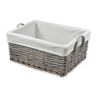 Factory Direct Supply Cheap Large Rectangular Gray Wicker Laundry Storage Basket Home Storage Wicker Basket With Leather Handle | Rusticozy CA