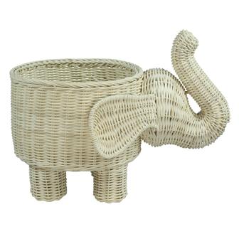 Green Rattan Elephant Garden Planter Charismatic Animal-Shaped Storage Basket Plant Pot | Rusticozy DE