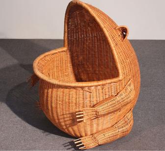 Handicraft Frog Arrangement Cane Woven Basket Receiving Box Storage Basket For Blankets Shoe Towel Laundry Toys Sundries | Rusticozy