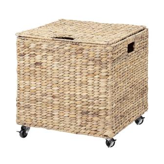 Handmade Water Hyacinth Storage Basket With Lid On Wheels Hand Woven Underbed Storage Basket | Rusticozy