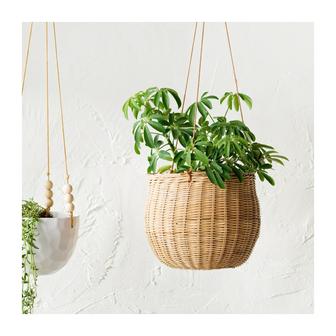 Hanging Rattan Basket For Plant Holder Unique Garden Decorative Flower Pot Back Yard Decor Plants Planters | Rusticozy
