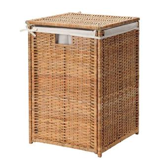 Large Foldable Home Clothes Organizers Woven Wicker Rattan Laundry Basket Hamper With Lid Lining Liner | Rusticozy DE