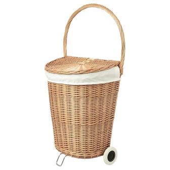 Minimalism Rattan Laundry Basket On Wheels with Liners and Lid Storage Basket For Washing Room | Rusticozy