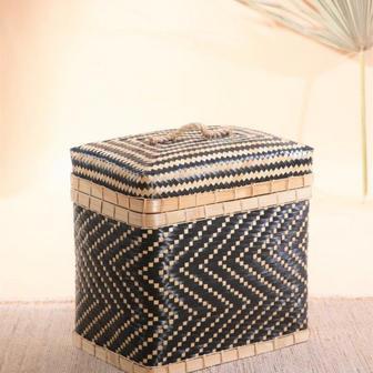 Natural Black Basket Japan Style For Storage And Laundry Basket with Lid | Rusticozy