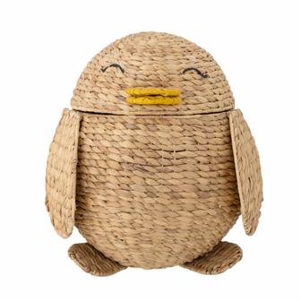 Natural Hand Woven Hyacinth Basket Durable Penguin Storage Basket with Lid For Kids | Rusticozy CA