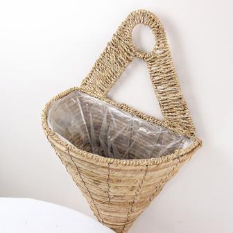 Natural Handwoven Outdoor Home Garden Decorative Rattan Hanging Planter Flower Storage Basket Pot Holder | Rusticozy AU