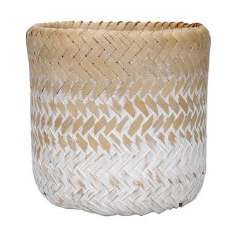 Natural White Rustic Bamboo Plant Basket Potted Plant Basket Indoor For Dining Table Home Decor | Rusticozy UK
