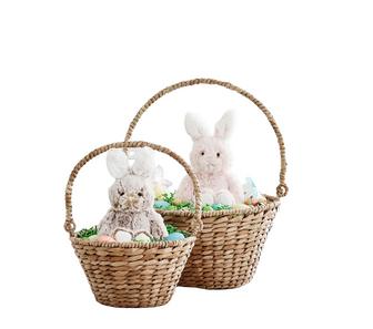 New Arrival Water Hyacinth Easter Basket Bunny Custom Felt Easter Basket Bunny Shape With Handle Egg Bag Easter Candy Decoration | Rusticozy