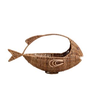 New Design 2024 Rattan Fish-Shaped Basket Sustainable Brown Fish Rattan Storage Basket For Kitchen Decoration | Rusticozy UK