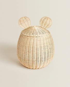 Rattan Baskets Mickey Mouse Ears Handwoven Beige Rattan Storage Basket For Kid | Rusticozy UK