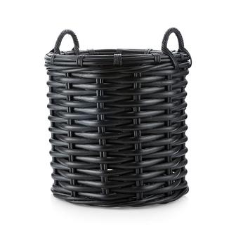 Round Black Rattan Basket Handwoven Rattan Basket As Plant Pot Decorative Storage Basket For Christmas Gifts | Rusticozy CA