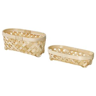 Set of 2 Bamboo Storage Basket In Two Sizes Eco-Friendly Bamboo Woven Basket For Home | Rusticozy UK