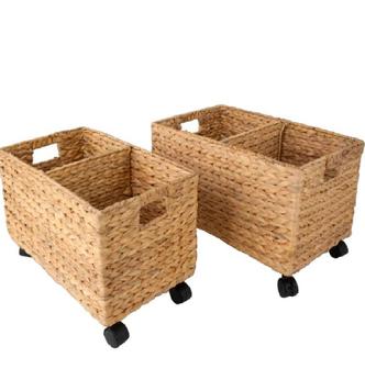 Set Of 2 Cylindrical Rattan Basket Kitchenware Food Storage Organization | Rusticozy UK