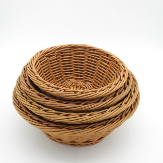 Set of 4 Hotel Round Basket Kitchen Wicker Empty Hamper Gift Weaving Bin Basket Kids For Storage | Rusticozy