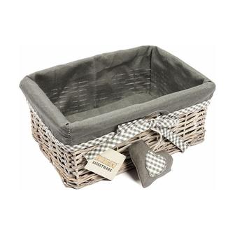 Small Grey Wicker Rectangular Storage Gift Hamper Basket With Removable Lining | Rusticozy