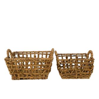 Water Hyacinth Basket With Two Handle Natural Material Handmade New Design For Home Storage Or Decor | Rusticozy