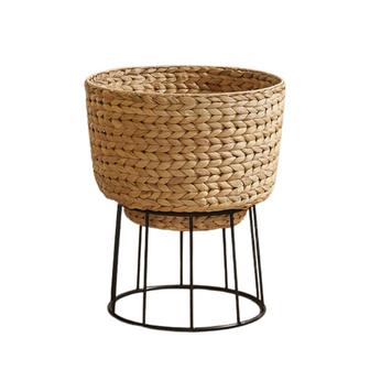 Water Hyacinth Plant Pot With Metal Legs Woven Planter Wicker Plant Stand For Home And Garden | Rusticozy UK
