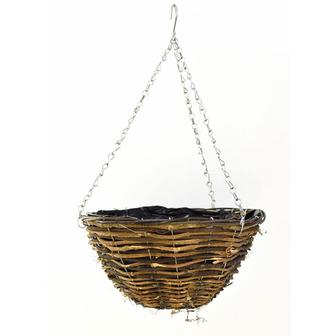 Weave Round Willow Cone Planter Hanging Flower Basket With Wire Hanger | Rusticozy UK