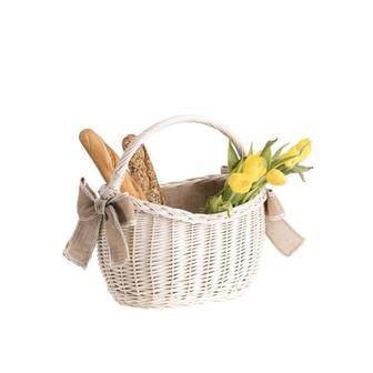 White Rattan Gift Basket Gift Hamper Fruit Basket For Party Picnic Home Decoration | Rusticozy UK