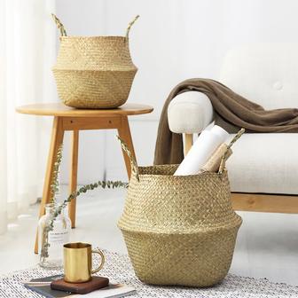 Wicker Storage Baskets Woven Baskets Storage Pot Planter For Decor Living Room Kitchen | Rusticozy UK