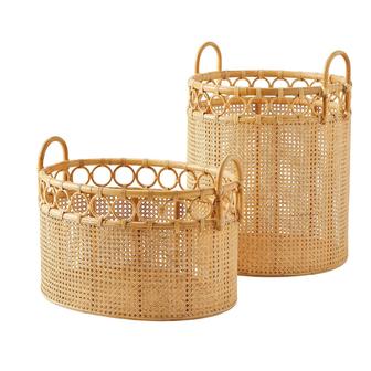 Woven Rattan Wicker Storage Baskets With Handles Laundry Storage Container Home Storage Organization | Rusticozy