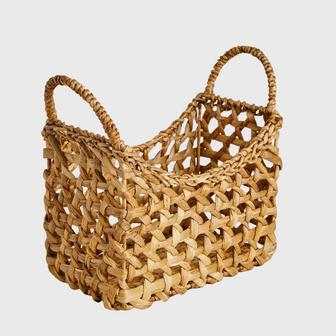 Woven Wicker Water Hyacinth Basket With Handles Suitable For Storing Fruits Or Home Decor | Rusticozy CA