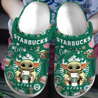 Baby Yoda And Starbucks Movie Drink Crocs Crocband Clogs Shoes | Favorety