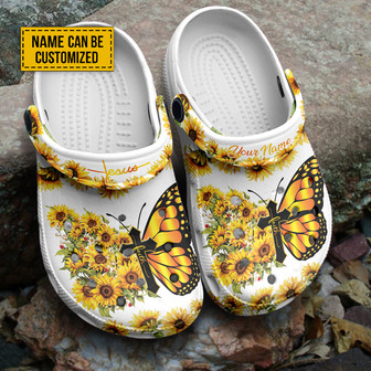 Butterfly Flowers And Cross Customized Clog Clogband Clogs Shoes Gift For Jesus Lovers - Monsterry