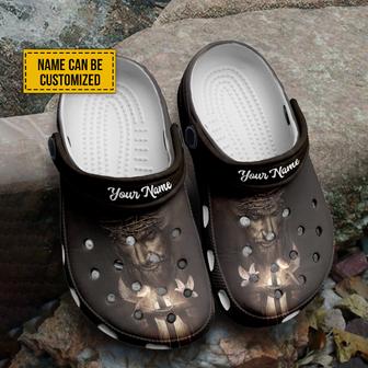 Custom Name Jesus Christ Crocs Clogs Shoes Jesus Portrait Art Crocs Crocband Clogs Shoes Christian Gifts - Monsterry