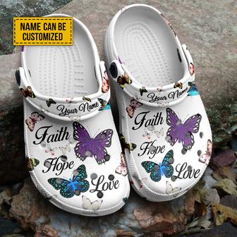 Jesus Faith Hope Love Butterfly And Cross Customized Crocs Crocband Clogs Shoes - Monsterry UK