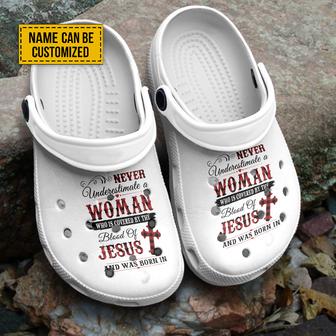 Never Underestimate A Woman Who Is Covered By The Blood Of Jesus And Was Born In August Customized Crocs Crocband Clogs Shoes Gift For Jesus Lovers - Monsterry UK