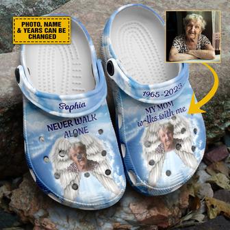 Never Walk Alone Customized Crocs Crocband Clogs Shoes Gift For Jesus Lovers Customized Your Photo Name And Year Clogs - Monsterry AU