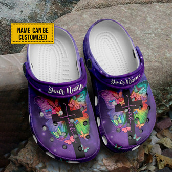 Purple Butterfly Faith Jesus Customized Clog Clogband Clogs Shoes Gift For Jesus Lovers - Monsterry