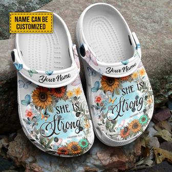 She Is Strong Jesus Customized Crocs Crocband Clogs Shoes Gift For Jesus Lovers - Monsterry DE
