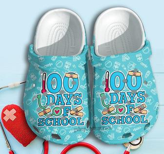 100 Days Of School Bandage Shoes Clogs Gift For Birthday Thanksgiving - Monsterry