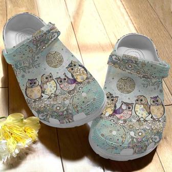 4 Owls And Flower Pattern Clogs Shoes Gifts For Birthday Thanksgiving Christmas - Monsterry DE