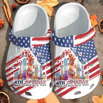 4Th Of July Independence Day Watercolor Clog Shoes - Monsterry AU