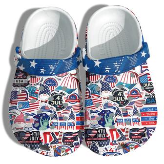 4Th Of July Sticker National Day Shoes Gift Women - Gnomes God Bless The Usa America Flag Shoes Birthday Gift - Monsterry UK