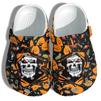 A Death Tattoo With Pumpkin Clog - Halloween Custom Shoes Birthday Gifts For Men Boy - Monsterry DE