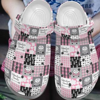 Adventure Awaits Custom Shoes Clogs - Lovely Bus Outdoor Shoe Birthday Gift For Women Girl - Monsterry UK