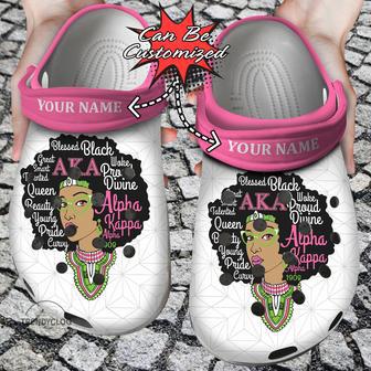 African American Personalized Alpha Kappa Alpha Queen Clog Shoes | Favorety