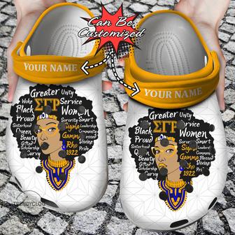 African American Personalized Sigma Gamma Rho Queen Clog Shoes - Monsterry