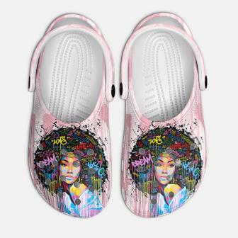 Afro Girl Colorful Art Black Women Classic Clogs Shoes - Monsterry