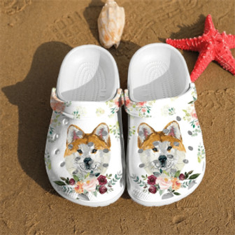 Akita Inu Shoes Crocs Crocband Clogs Shoes For Men Women - Monsterry