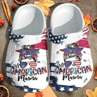 All American Mama Messy Custom Shoes Clogs - Bun Hair Style American Flag Outdoor Shoes Clog - Monsterry AU
